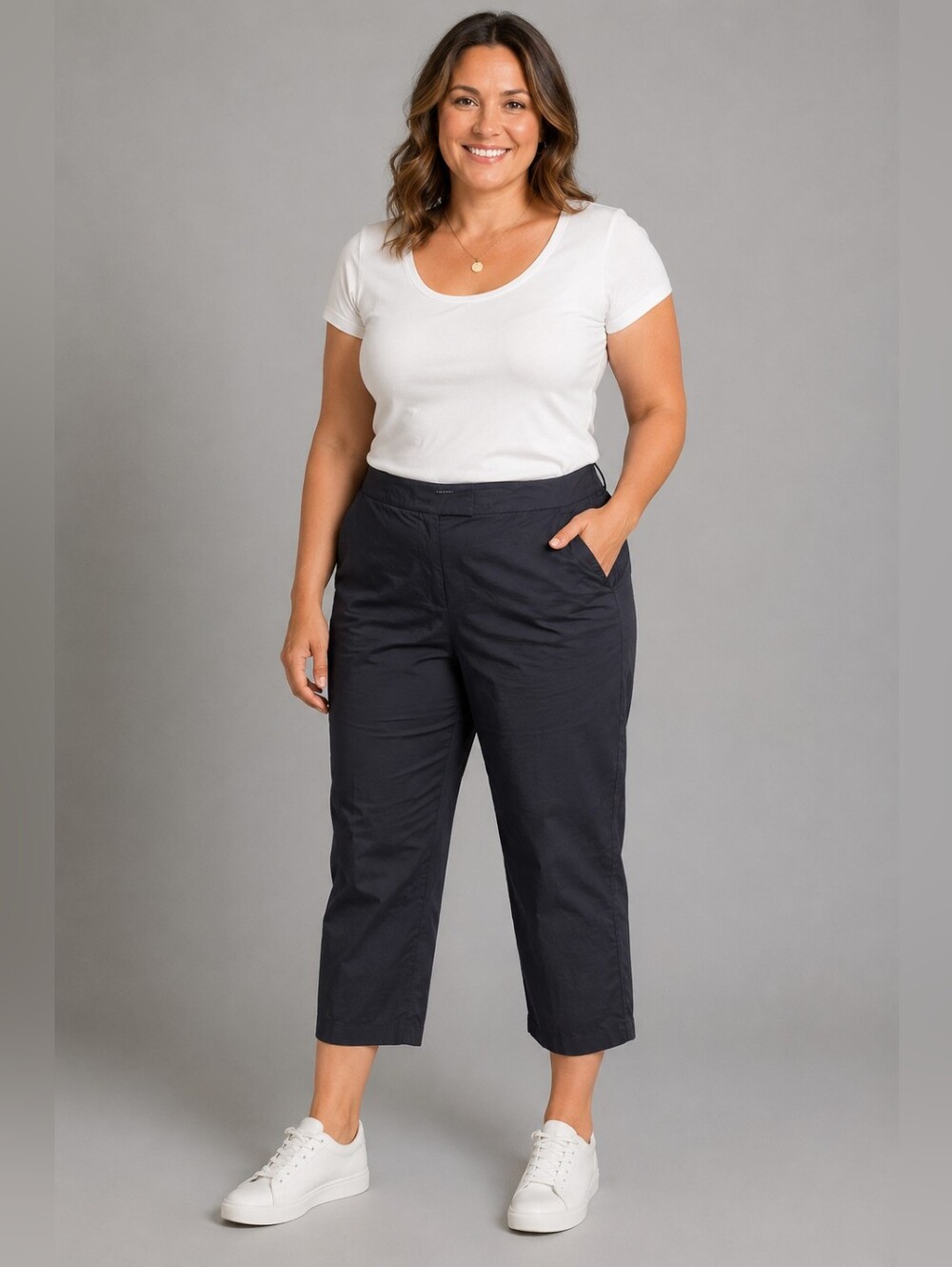 Venezia Jeans Everyday Crop Pants - Navy Blue Size 18